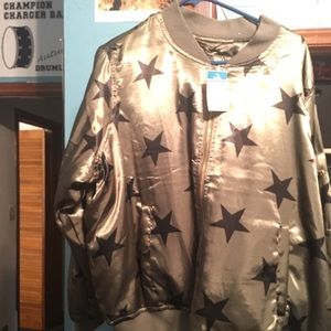 Rue 21 army green satin bomber jacket size 3X